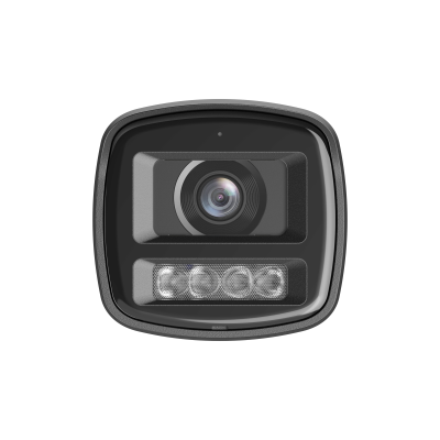 Cámara IP tipo bala de focal fija con enfoque fijo, doble luz, disuasión activa y entrada inteligente de 2 MP.