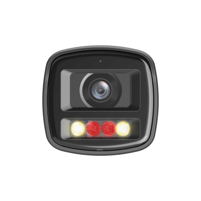 Cámara IP tipo bala de focal fija con enfoque fijo, doble luz, disuasión activa y entrada inteligente de 2 MP.