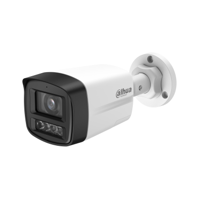 Cámara IP tipo bala de focal fija con enfoque fijo, doble luz, disuasión activa y entrada inteligente de 2 MP.